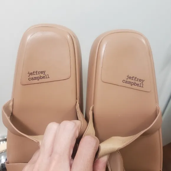 Jeffrey Campbell Devis Sandals Tan Leather Gladiator ankle strap size 10