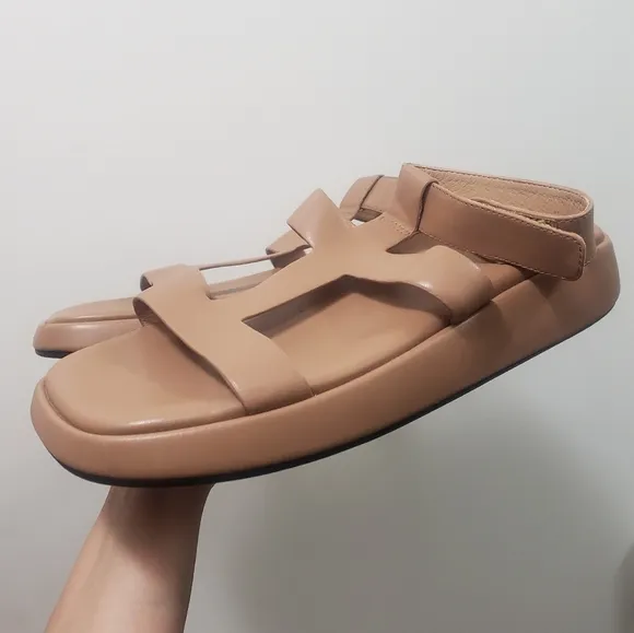 Jeffrey Campbell Devis Sandals Tan Leather Gladiator ankle strap size 10