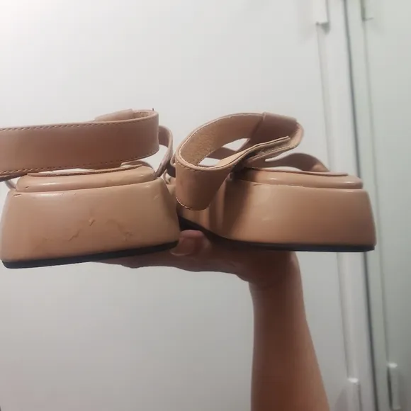 Jeffrey Campbell Devis Sandals Tan Leather Gladiator ankle strap size 10