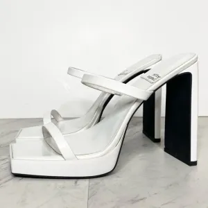 Jeffrey Campbell Hustler Square Toe White Heel Sandal 9 1/2