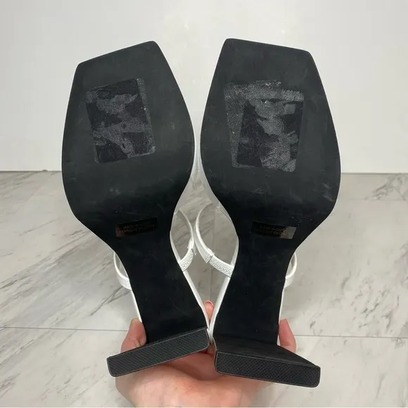 Jeffrey Campbell Hustler Square Toe White Heel Sandal 9 1/2