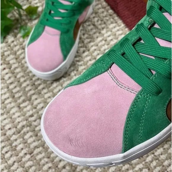JEFFREY CAMPBELL Limit Platform Sneakers in Green / Pink, Sise 7