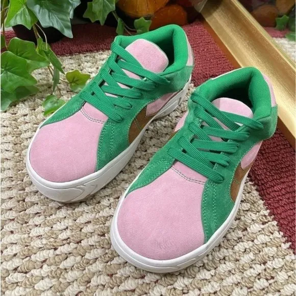 JEFFREY CAMPBELL Limit Platform Sneakers in Green / Pink, Sise 7