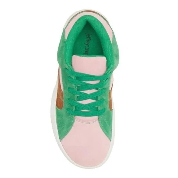 JEFFREY CAMPBELL Limit Platform Sneakers in Green / Pink, Sise 7