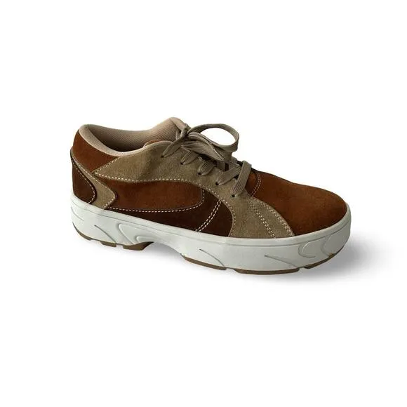 Jeffrey Campbell Limit Platform Sneakers Womens Size 8.5 Brown &amp; Caramel Suede
