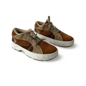 Jeffrey Campbell Limit Platform Sneakers Womens Size 8.5 Brown &amp; Caramel Suede