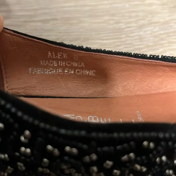 JEFFREY CAMPBELL (NWOT) Black Beaded Alek Flats, Size 8