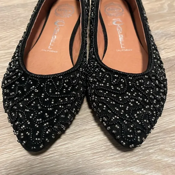 JEFFREY CAMPBELL (NWOT) Black Beaded Alek Flats, Size 8