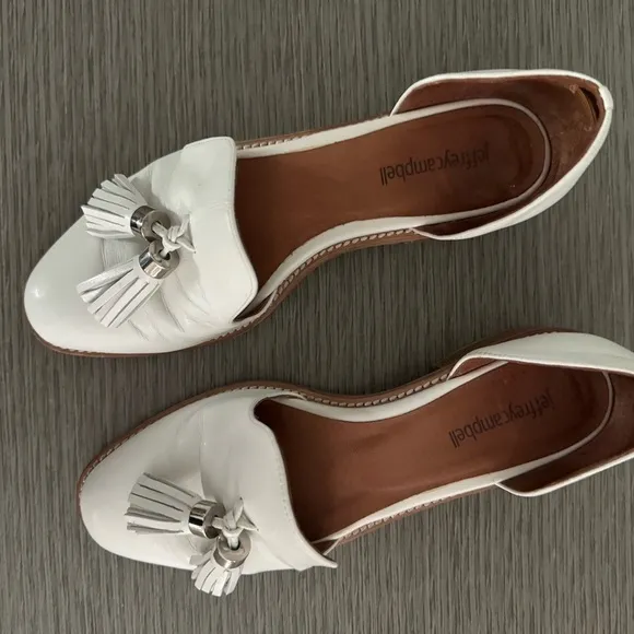 Jeffrey Campbell Slip-On Loafers Flats Tassel Detail White Women's Size 8