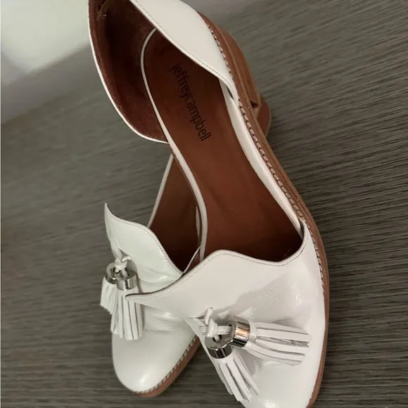 Jeffrey Campbell Slip-On Loafers Flats Tassel Detail White Women's Size 8