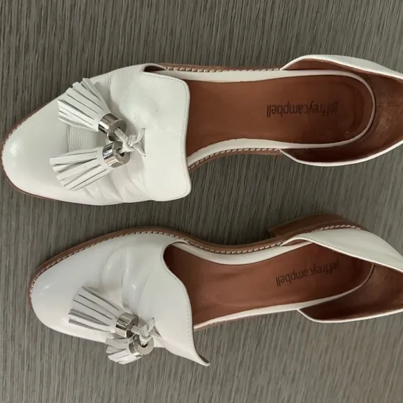 Jeffrey Campbell Slip-On Loafers Flats Tassel Detail White Women's Size 8