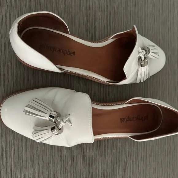 Jeffrey Campbell Slip-On Loafers Flats Tassel Detail White Women's Size 8