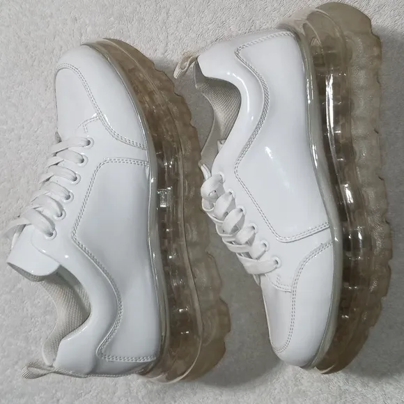 JEFFREY CAMPBELL SPAWN WHITE PATENT LEATHER SNEAKERS SIZE 9.5