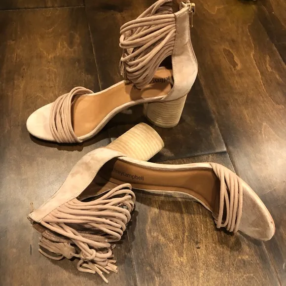 Jeffrey Campbell Tan Pallas Rope Heels Ankle Strap  Sandals NEW