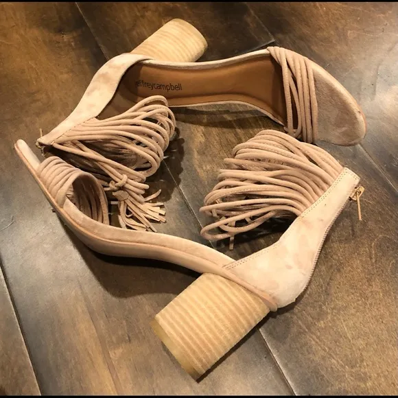 Jeffrey Campbell Tan Pallas Rope Heels Ankle Strap  Sandals NEW