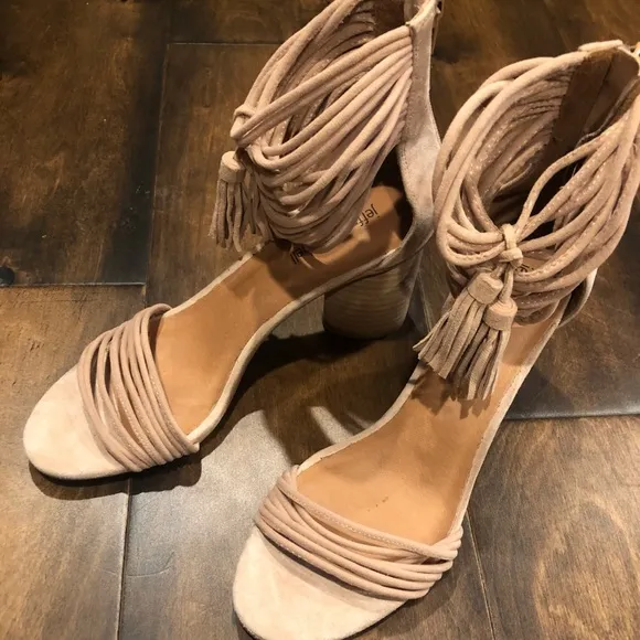 Jeffrey Campbell Tan Pallas Rope Heels Ankle Strap  Sandals NEW