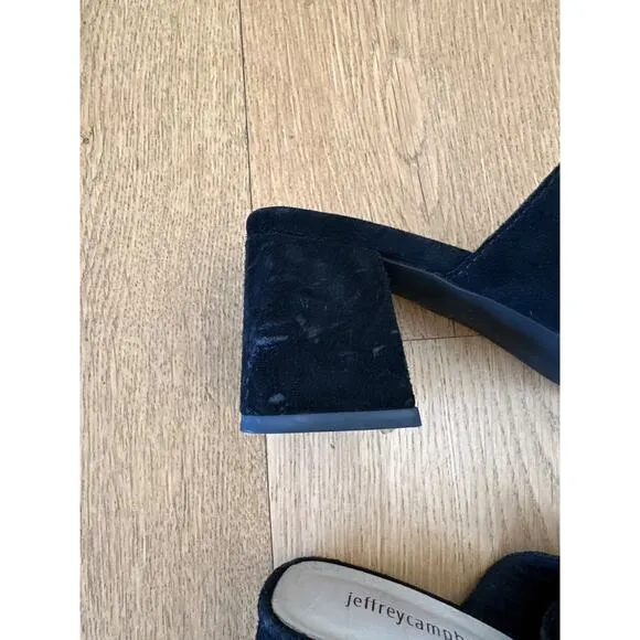 Jeffrey Campbell - Velvet Slip On Slide Sandals in Black