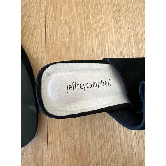 Jeffrey Campbell - Velvet Slip On Slide Sandals in Black