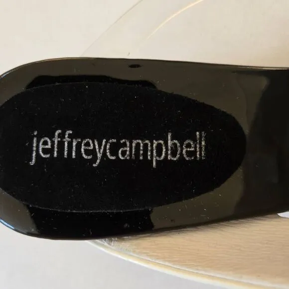 Jeffrey Campbell Womens Lateral Ball Heel Strappy Slide Sandals Black White Sz 8