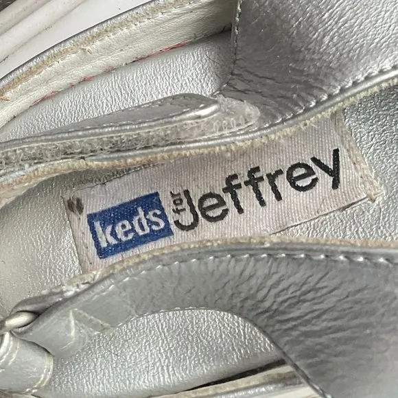 JEFFREY for KEDS Metallic Silver Leather Slip On Platform Sneakers