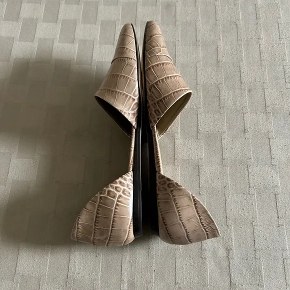 Jenni Kayne Croc Embossed Leather D’Orsay Pointy Toe Flats