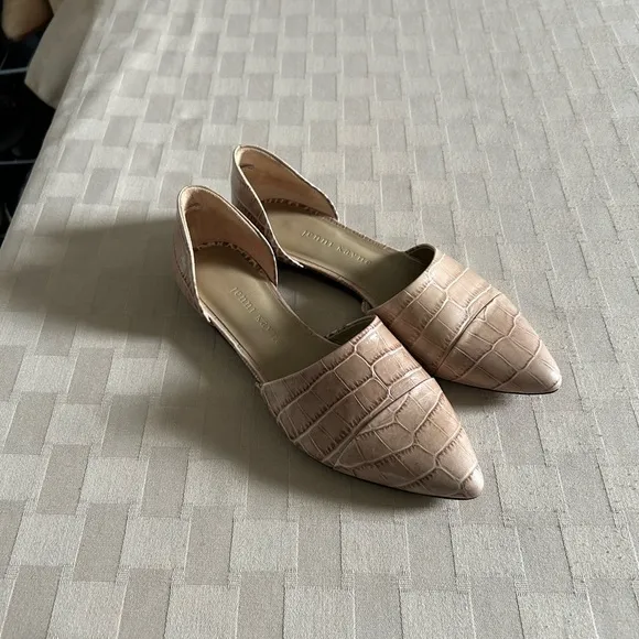 Jenni Kayne Croc Embossed Leather D’Orsay Pointy Toe Flats