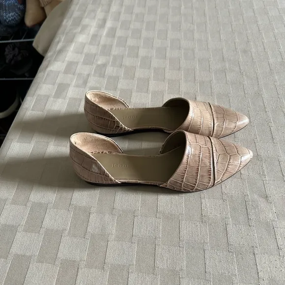Jenni Kayne Croc Embossed Leather D’Orsay Pointy Toe Flats