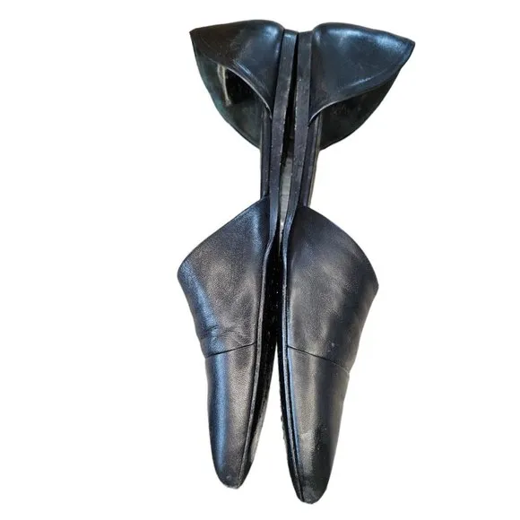 Jenni Kayne EU 38 US 8 Black Leather D'orsay Flats Shoes Pointed‎ Toe MSRP $400