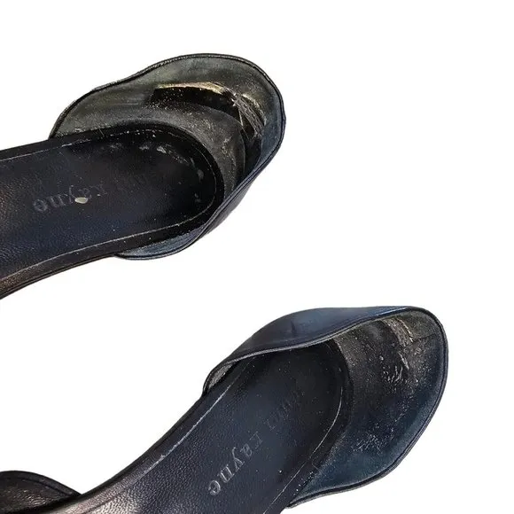 Jenni Kayne EU 38 US 8 Black Leather D'orsay Flats Shoes Pointed‎ Toe MSRP $400