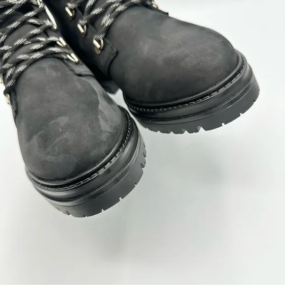 Jenni Kayne Oiled Leather Mountain Boots black lace up thinking combat lug sole