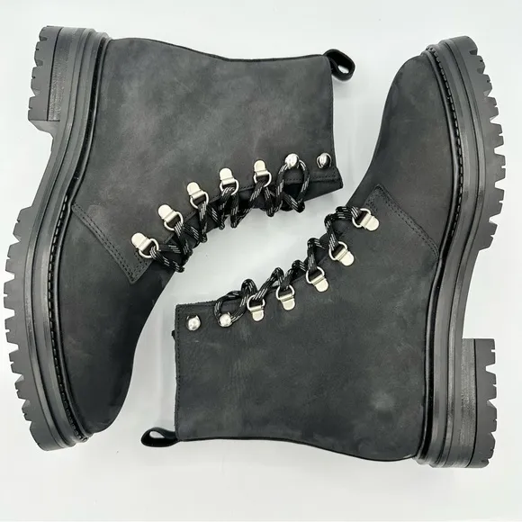 Jenni Kayne Oiled Leather Mountain Boots black lace up thinking combat lug sole