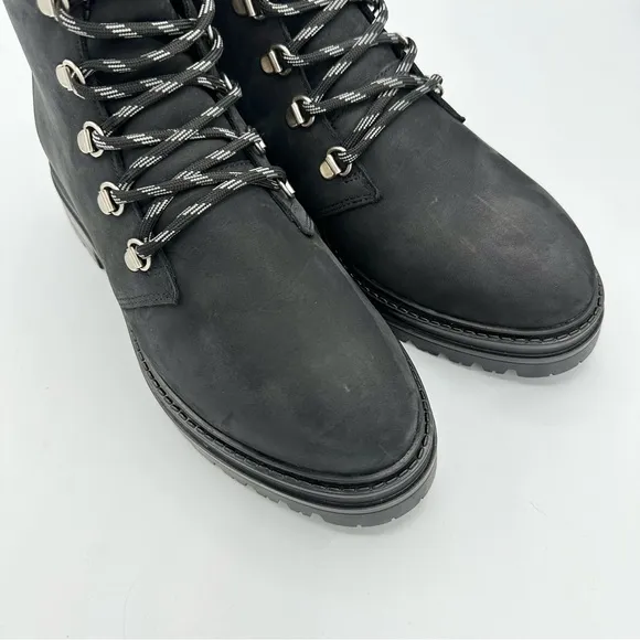 Jenni Kayne Oiled Leather Mountain Boots black lace up thinking combat lug sole