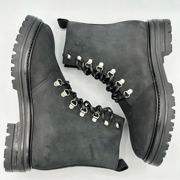 Jenni Kayne Oiled Leather Mountain Boots black lace up thinking combat lug sole