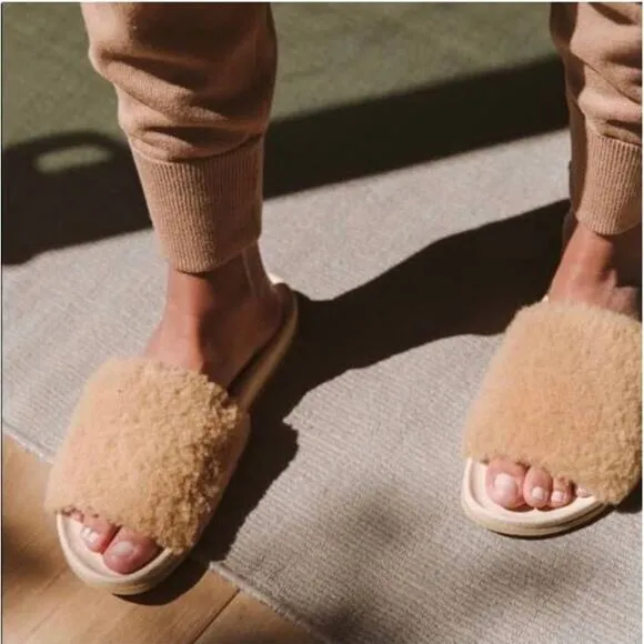 Jenni Kayne Shearling Slide On Sandals Size 37 EU