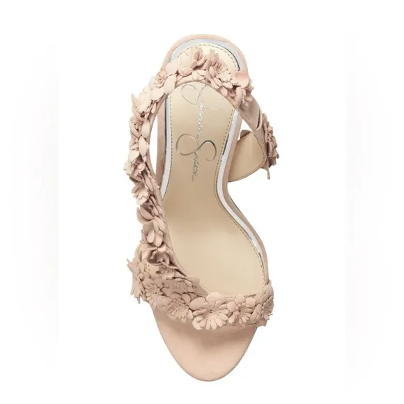 Jessica Simpson Jessin Blush Supreme Microsuede Stiletto Heel Open Toe Sandals