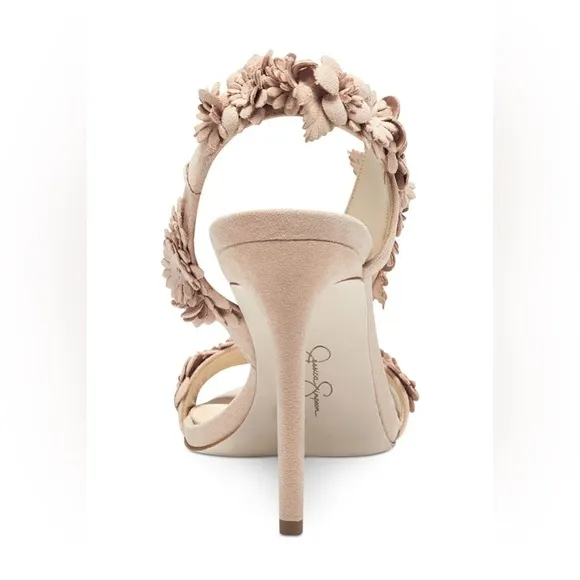 Jessica Simpson Jessin Blush Supreme Microsuede Stiletto Heel Open Toe Sandals