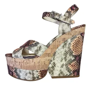 Jessica Simpson Jirie Dramatic Heights Mauve Brown Platform Wedge Sandals Sz. 9