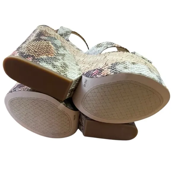 Jessica Simpson Jirie Dramatic Heights Mauve Brown Platform Wedge Sandals Sz. 9