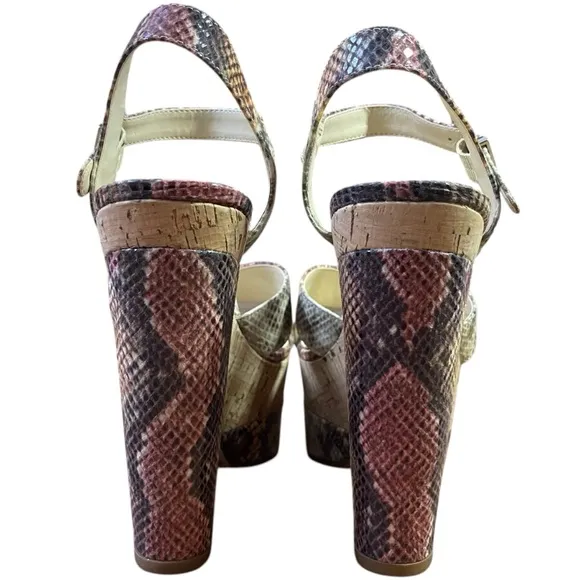 Jessica Simpson Jirie Dramatic Heights Mauve Brown Platform Wedge Sandals Sz. 9