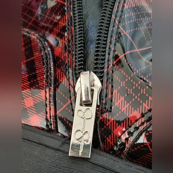Jessica Simpson Red and Black Plaid Combat Boots