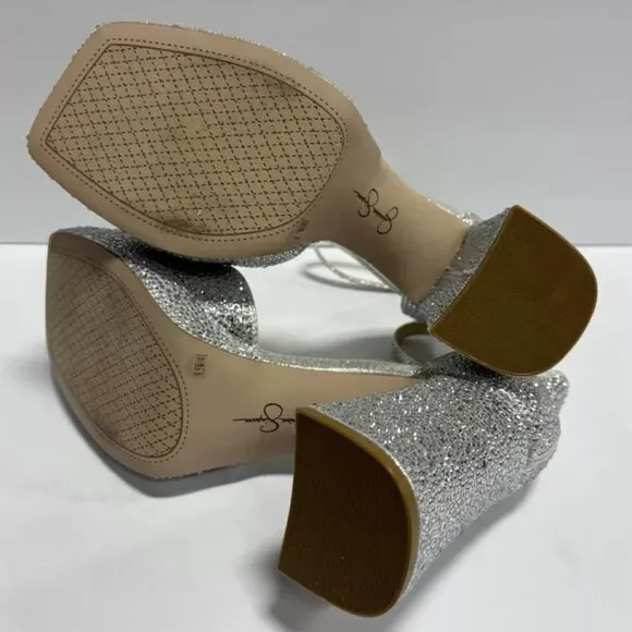 Jessica Simpson Women’s Kehlani 2, Silver Ankle Strap Sandals, Size 9.5 W