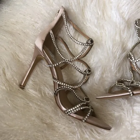 JEWEL BADGLEY MISCHKA Skinny-strap crystal cage sandals