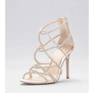 JEWEL BADGLEY MISCHKA Skinny-strap crystal cage sandals