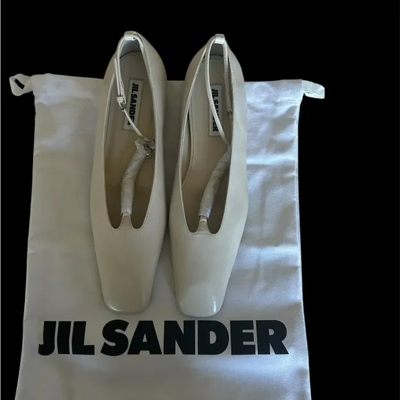 Jil Sander Ballerina Tripon Chalk Flats, Size EU37/US7, NWT