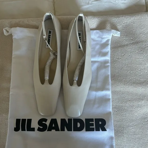 Jil Sander Ballerina Tripon Chalk Flats, Size EU37/US7, NWT
