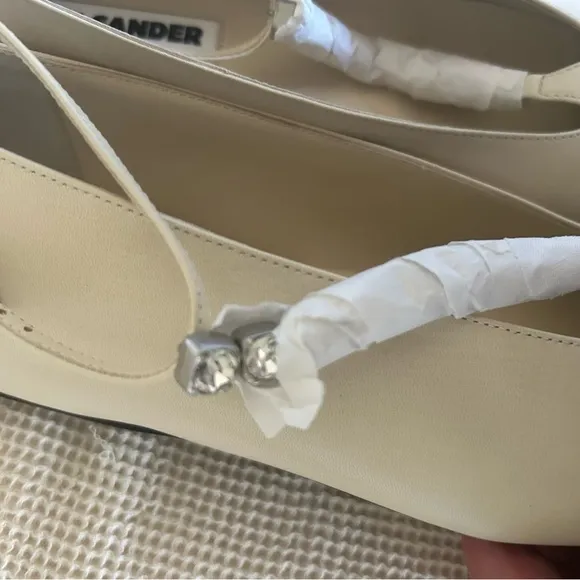 Jil Sander Ballerina Tripon Chalk Flats, Size EU37/US7, NWT
