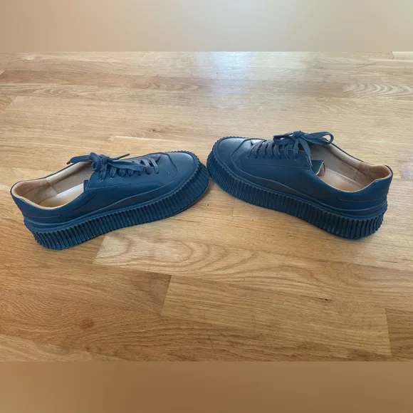 Jil Sander Leather Platform Sneaker Blue