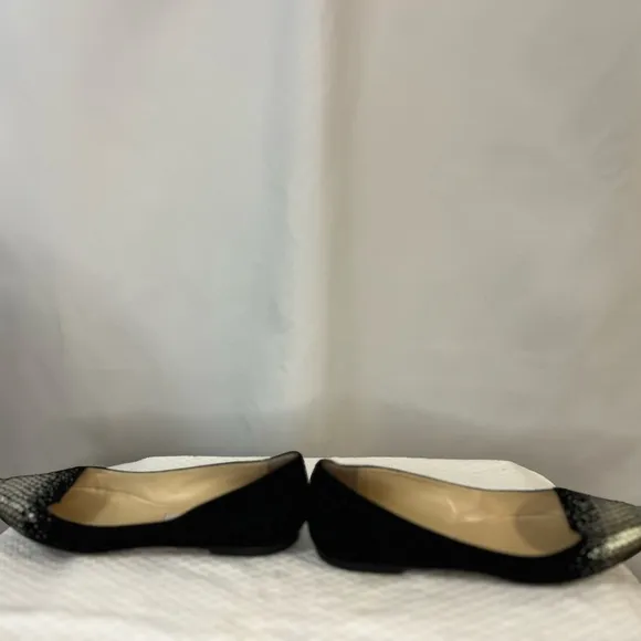 Jimmy Choo Attilia pointy toe flats black with silver glamour detail