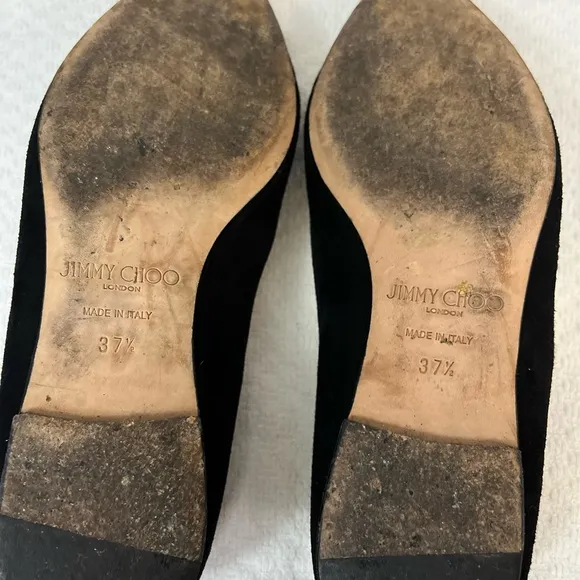 Jimmy Choo Attilia pointy toe flats black with silver glamour detail