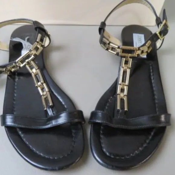 Jimmy Choo Black/Gold Sandals Sz 39
